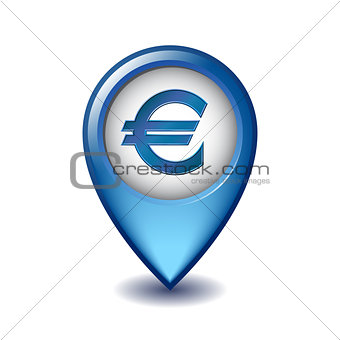 Marker location icon Euro sign.