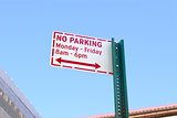 NO PARKING street sign