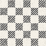 Hand drawn seamless repeating pattern with checker lines tiling. Grungy freehand background texture.