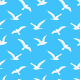 Seamless pattern with sea gulls