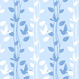 Seamless pattern with birds and floral elements