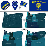 Map of Oregon with Regions
