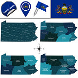Map of Pennsylvania with Regions