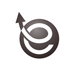 White e shape arrow in a black circle