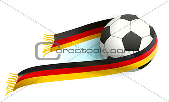 Soccer ball and German flag scarf support fans