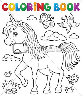 Coloring book happy unicorn topic 1