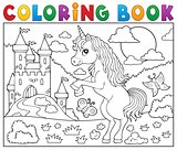 Coloring book standing unicorn theme 2