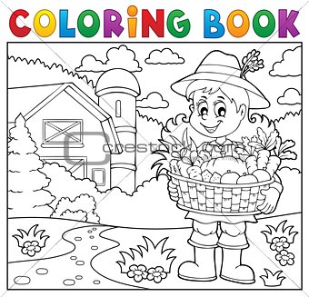 Coloring book woman farmer theme 2