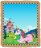 Parchment with lying unicorn theme 2