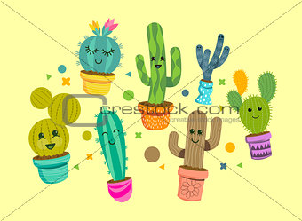 Cheerful Cactus Plant Characters