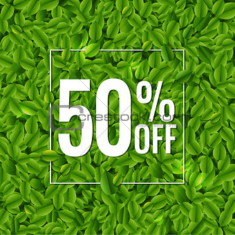 Sale Poster With Green Leaves Background