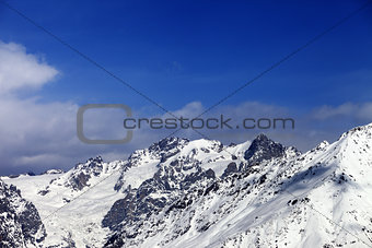 High winter mountains at nice sunny day