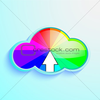 Cloud download icon of rainbow vector illustration