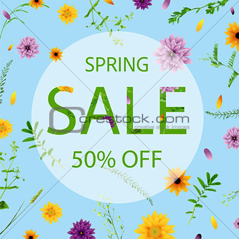 Sale Banner With Flowers