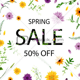 Sale Poster With Flowers