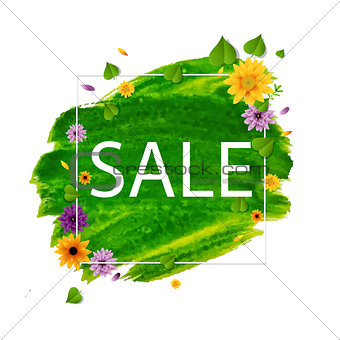 Sale Spring Banner With Flower