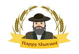 Shavuot Banner - Shavuot festive banner with the image of a Jew, on an isolated background