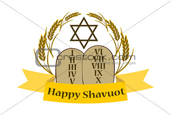 Shavuot Banner - Shavuot festive banner with the image of the Tablets of the Covenant, on an isolated background
