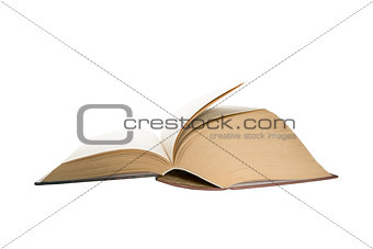 Opened thick book pages isolated on white background. Love read concept. Knowledge symbol. Book day