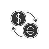 Currency exchange black icon