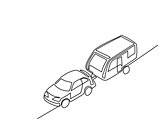 Caravan with automobile for vacation traveling