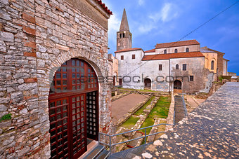 Euphrasian Basilica in Porec astefacts and tower view