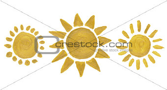 Golden watercolor sun