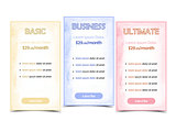 Pricing table banner
