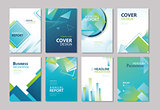 Set of blue cover annual report, brochure, design templates. Use