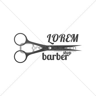 Grey emblem for barber shop, vector illustration.