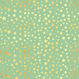 Gold star seamless pattern. Abstract black modern seamless pattern with gold confetti stars. Vector illustration. Shiny background. Texture of gold foil.