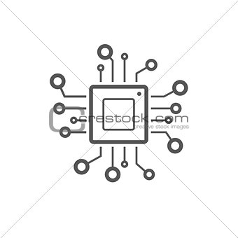 Processor line vector icon for websites and mobile minimalistic flat design. Mini CPU Icon Flat Style. Mobile CPU Vector. Phone CPU Illustration. Basic CPU Icon. Editable Stoke.