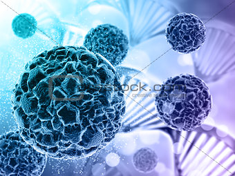 3D medical background with close up of virus cell