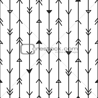 Vector arrows background - hand drawn design. Seamless stylish pattern