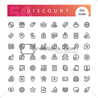 Discount Line Icons Set
