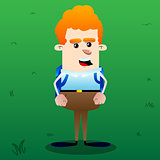 Boy with schoolbag.