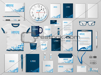 Corporate Branding identity template design. Modern Stationery mockup blue color. Business style stationery and documentation for your brand. Vector illustration