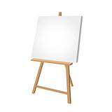 Simple easel on white background - artist workplace 