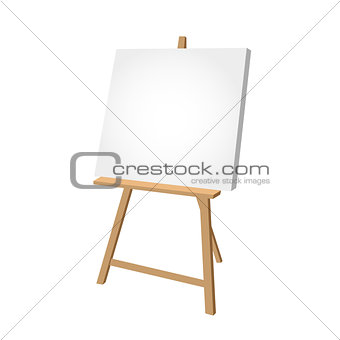 Simple easel on white background - artist workplace 