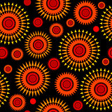 Geometric seamless pattern with stylized sun sign