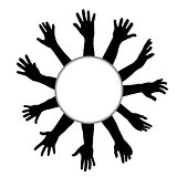 Round frame with hands silhouettes