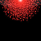 Falling glow red particles on black background. Holiday, nightclub, party card