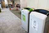Recycling bins in a modern business premises
