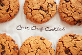 Display Of Freshly Baked Choc Chip Cookies In Coffee Shop