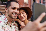 Couple Posing For Selfie On Street In New York City