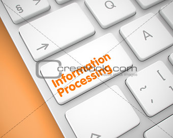 Information Processing - Text on the White Keyboard Key. 3D.