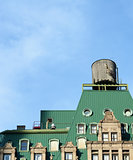 Water tower on the rooftop of a New York building