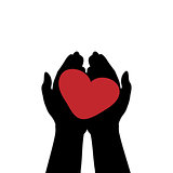 Hands hold heart. Symbol of love