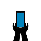 Hands hold mobile phone digital technology