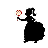 Silhouette girl hold sweet candy.